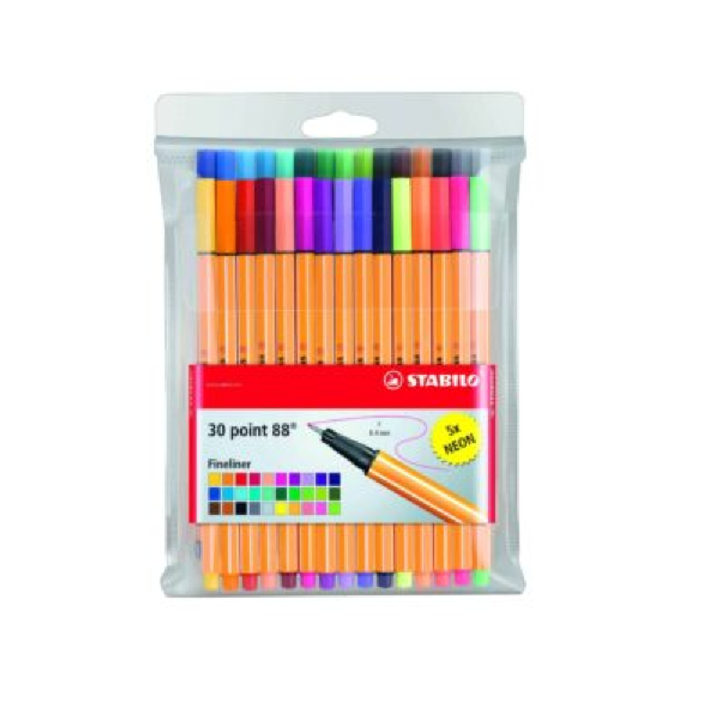 STABILO Point 88 Fineliner: Assorted Wallet 30’s