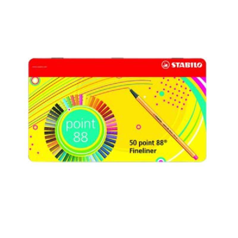 STABILO Point 88 Fineliner: Assorted Metal Box 50’s