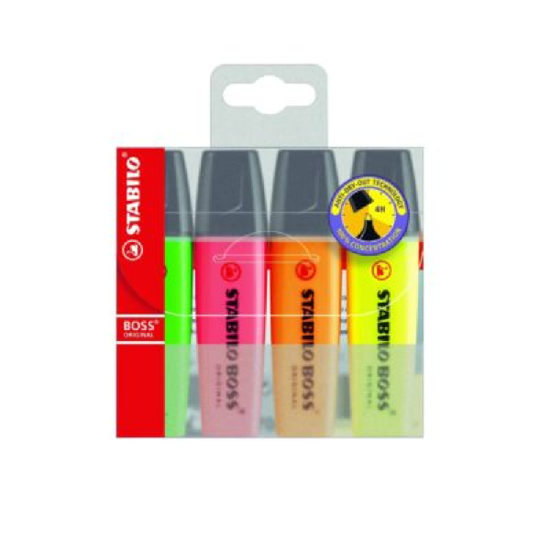 STABILO BOSS Original Highlighter: Assorted Wallet 4’s