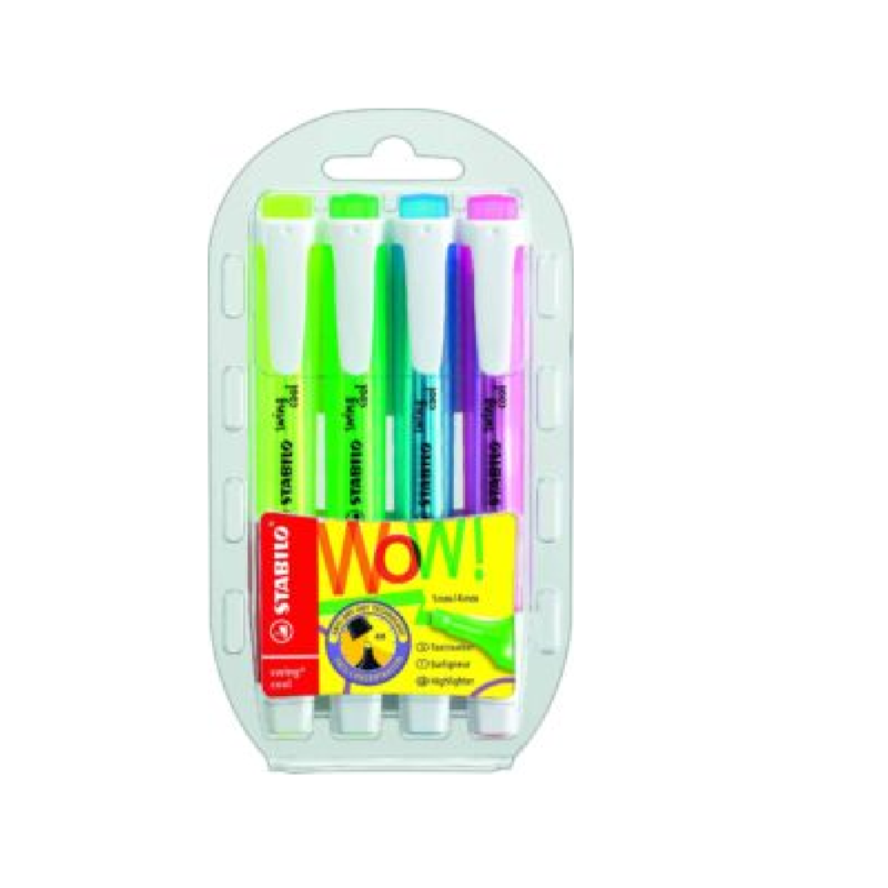 STABILO Swing Cool Highlighter: Assorted Wallet 4’s