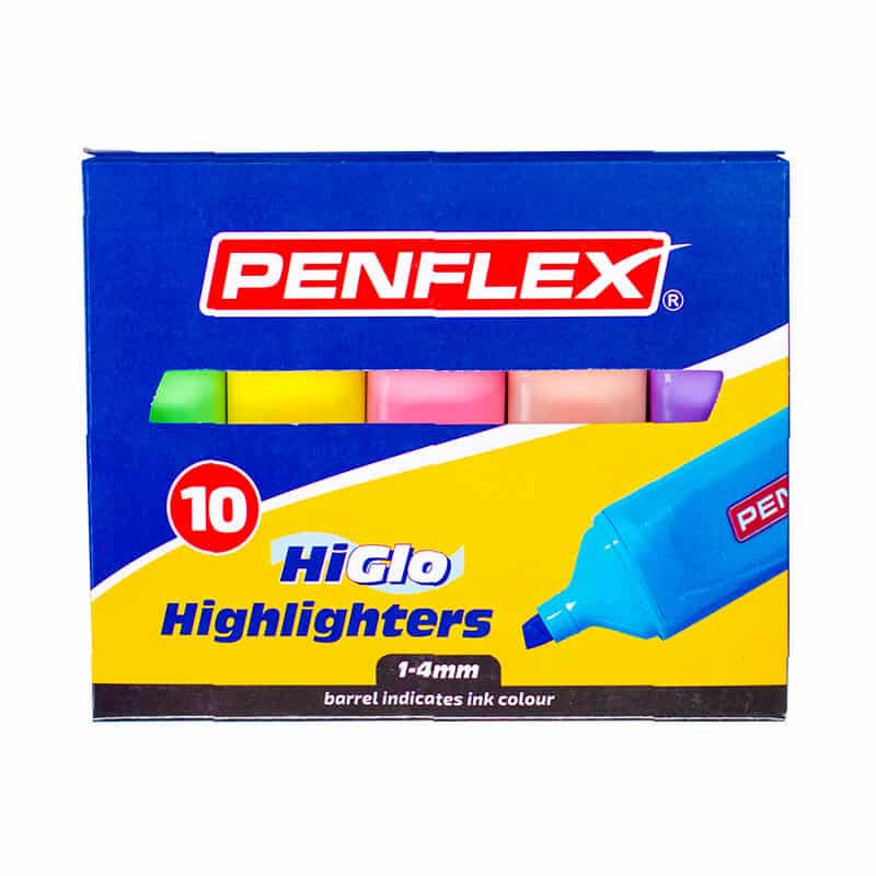 Penflex Hi-gl0 Highlighter (10’s)