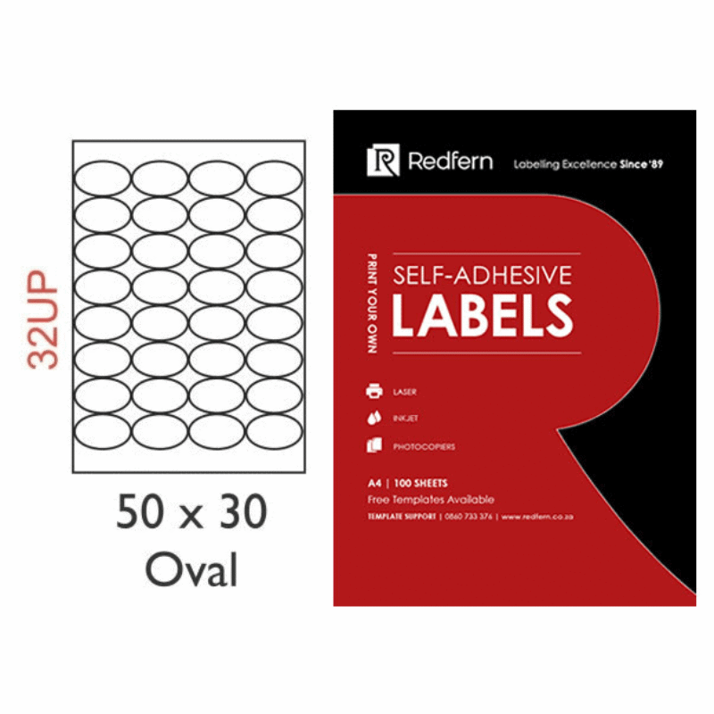 32Up Oval Laser Labels (Redfern) (#9142)