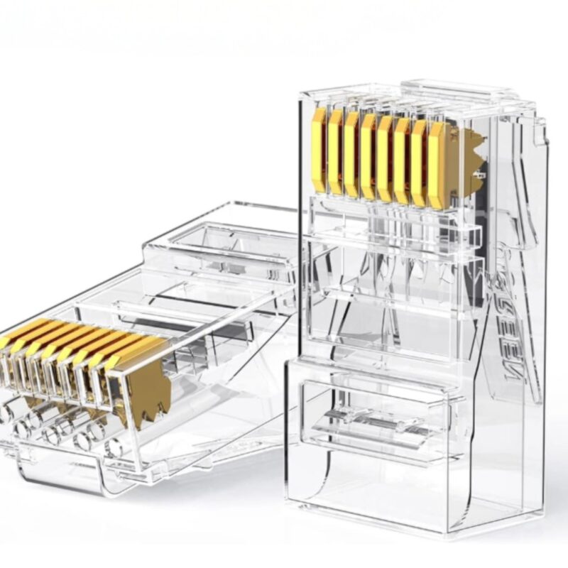 UGreen Cat6 RJ45 Modular Plugs (50 Pcs)–Transparent with Gold Contacts