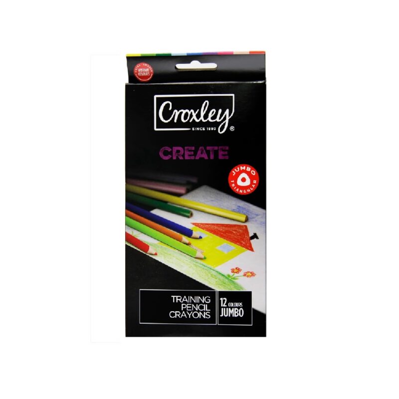 CROXLEY Triangular Pencil Crayons, Full Length Box 12