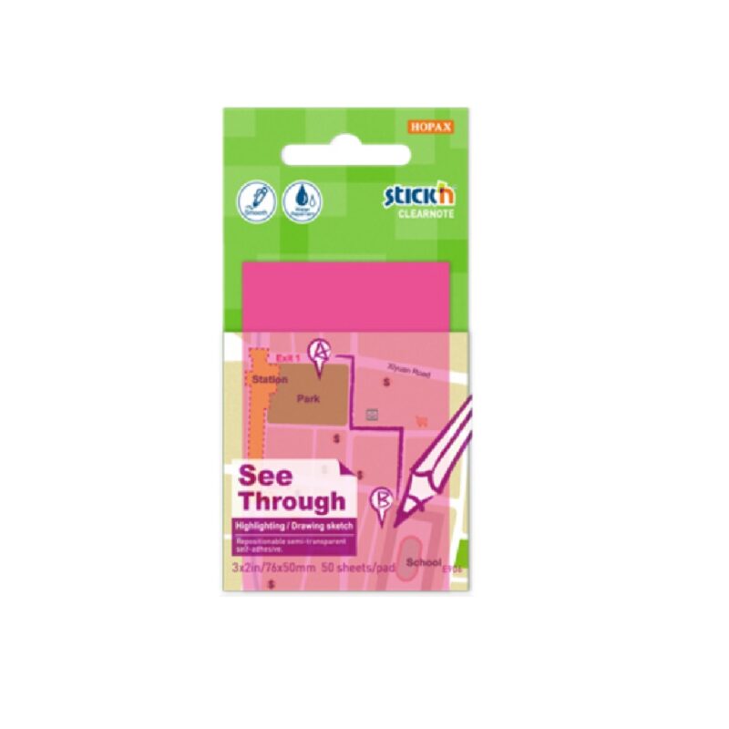 Stk’n Clear Note 76×50 21707 Pink-50s