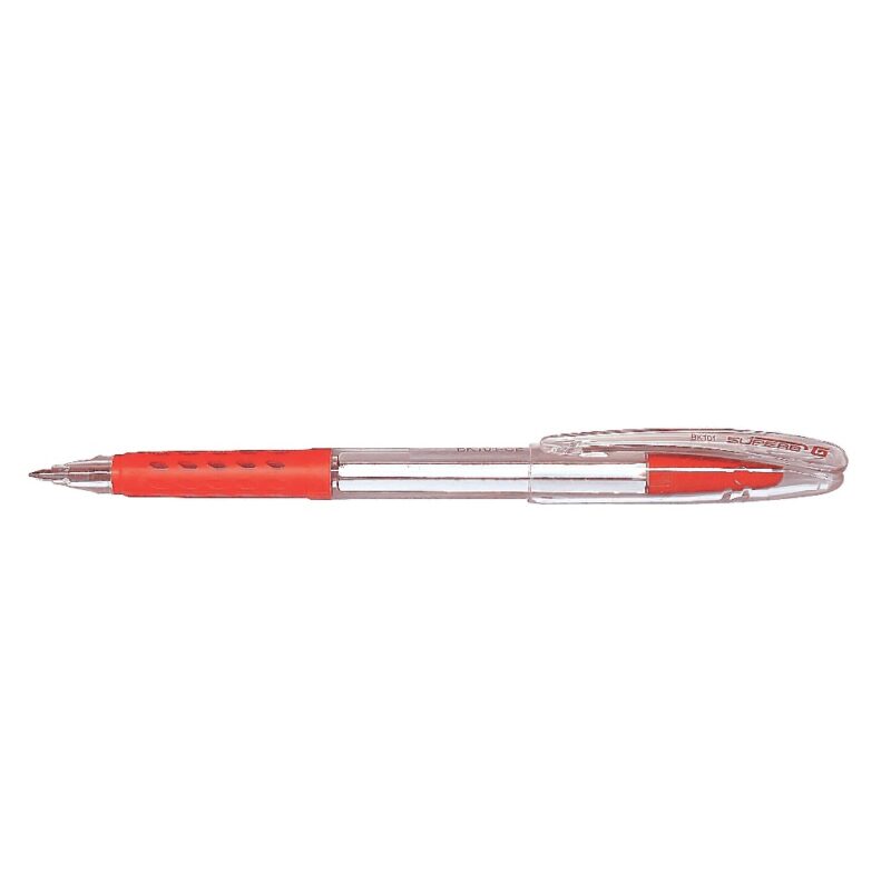 Pentel  Pen BK101 0.7mm Fine Ballpoint Rubber Grip RED