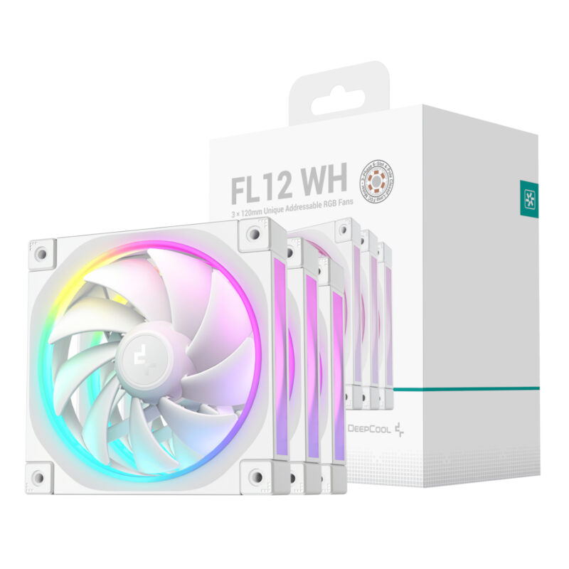 DeepCool FL12 3-in-1 ARGB 120mm Fan 3 Pack – White