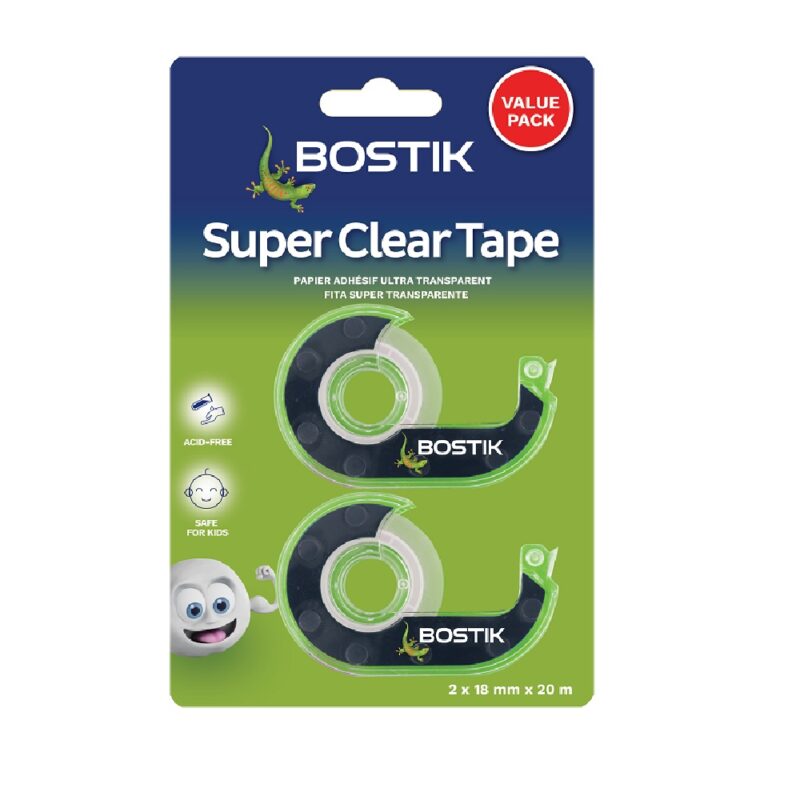 Bostik Super Clear Tape Dispenser Value Pack 18mm x 20m Clear