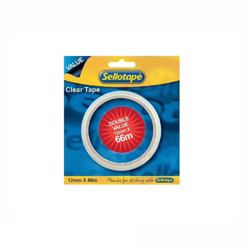 SELLOTAPE Clear Double Value 12mmx66m Carded