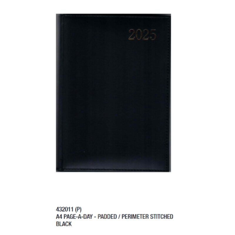 A4 Diary Page A Day 2026 Black PS