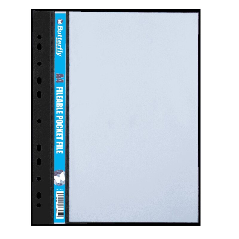 Fileable 10p Pocket File Blk Butterfly