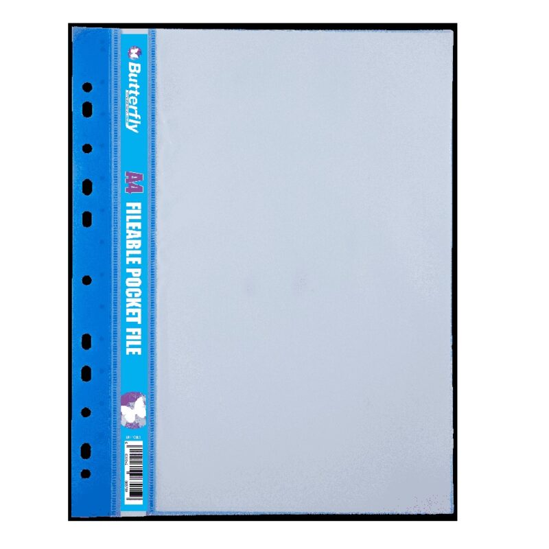 Fileable 10p Pocket File Blue Butterfly