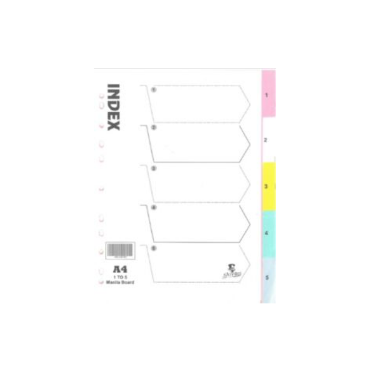 A4 Board Divider  1-5num Pastel *Dafrique*