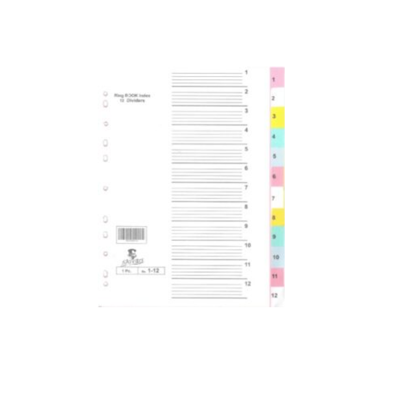 A4 Board Divider 1-12 Pastel¬†*Dafrique*