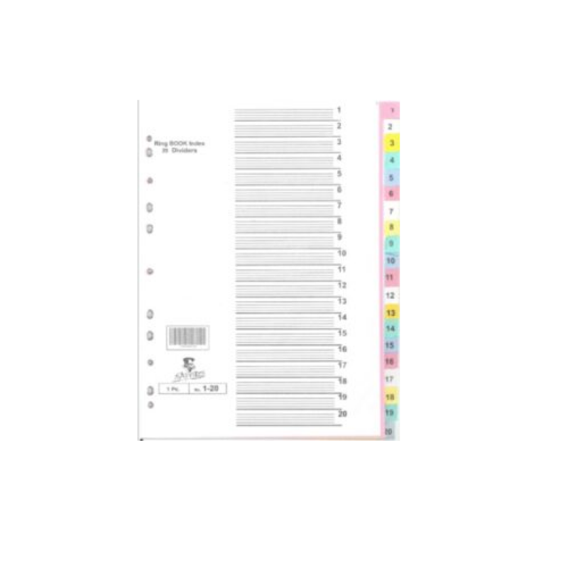 A4 Board Divider 1-20 Pastel¬†*Dafrique*