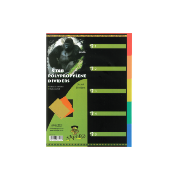 A4 Polyprop Divider  5tab Color¬†¬†¬†*Dafrique*