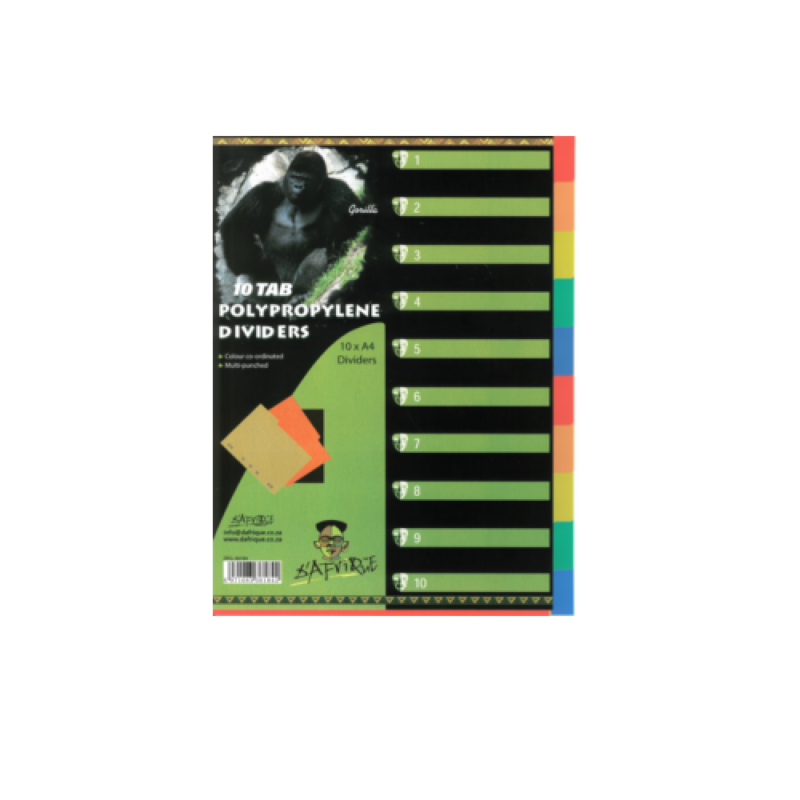 A4 Polyprop Divider 10tab Color¬†¬†*Dafrique*