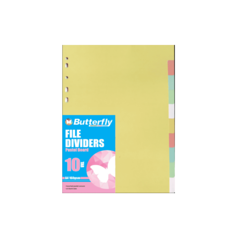 A4 PASTEL/BOARD DIVIDER 10 TAB Butterfly
