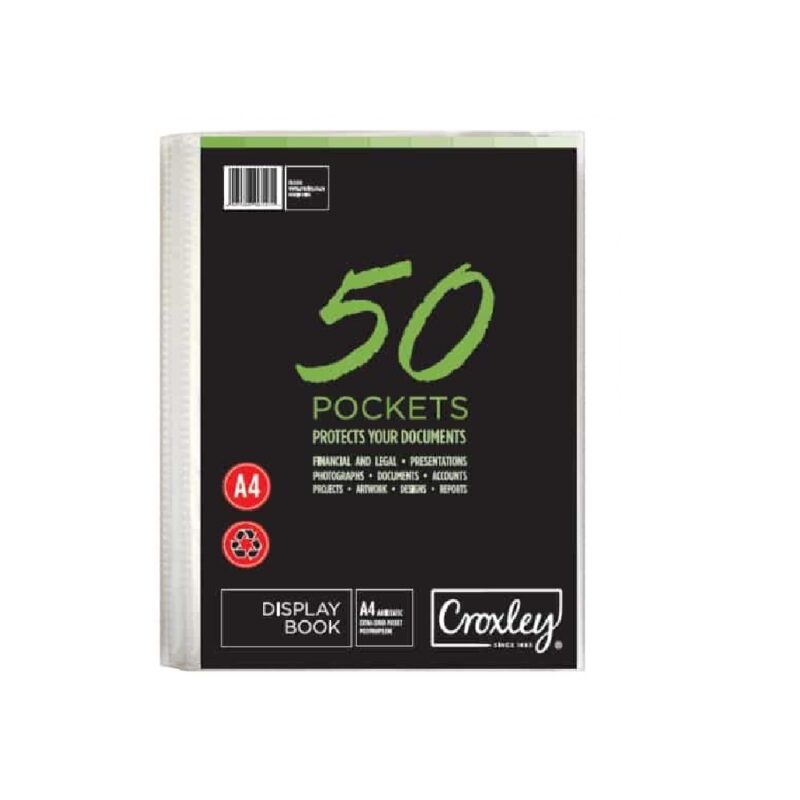 CROXLEY Display File 50 Pocket A4 – Hard Case Cover Each