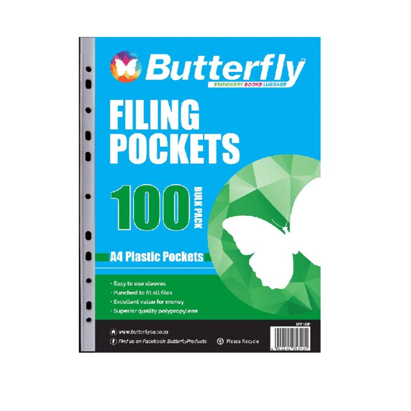 A4 Plastic Pocket (100) Butterfly