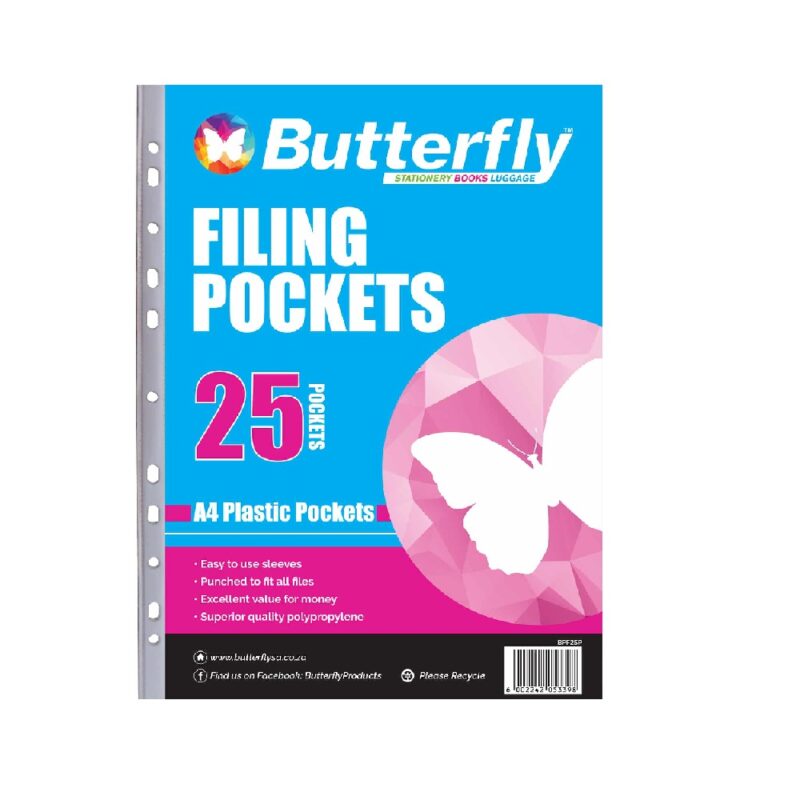 A4 Plastic Pocket (25) Butterfly