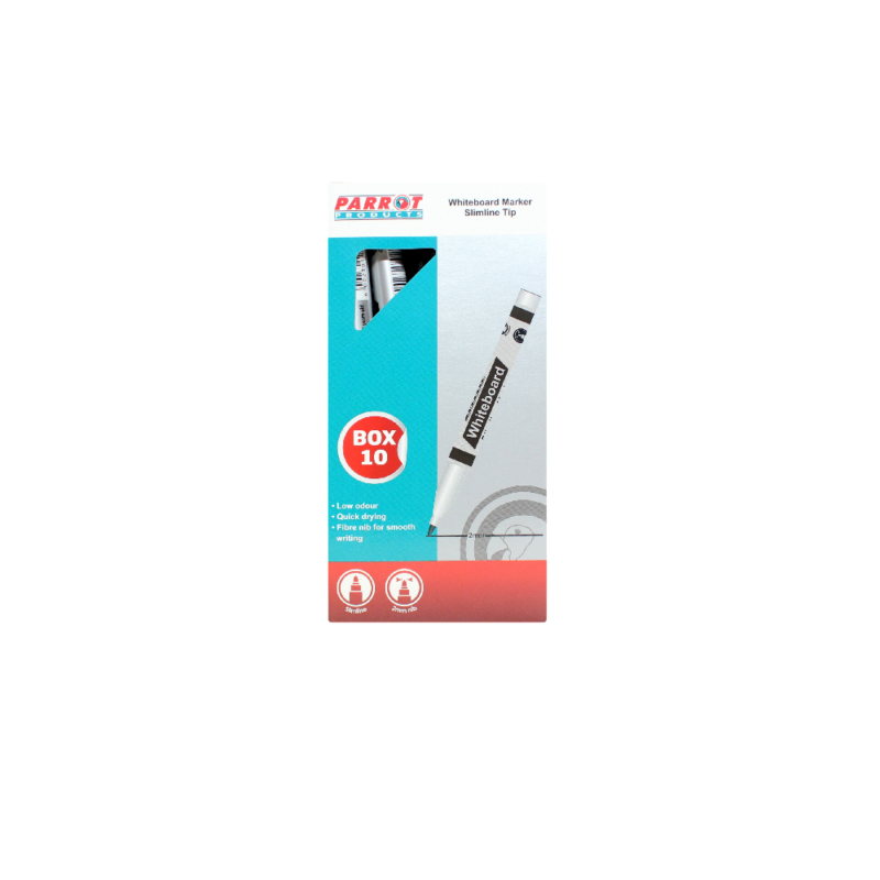 Marker Whiteboard Slimline Black 10 *Parrot*