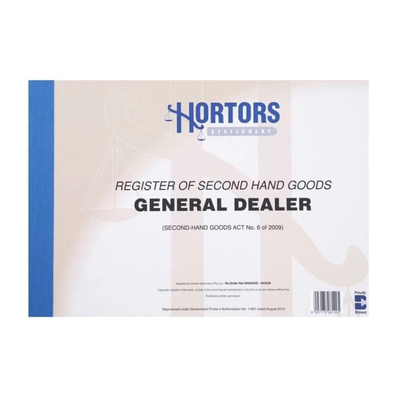 Second Hand Goods Register General Dealer Shgr/gd