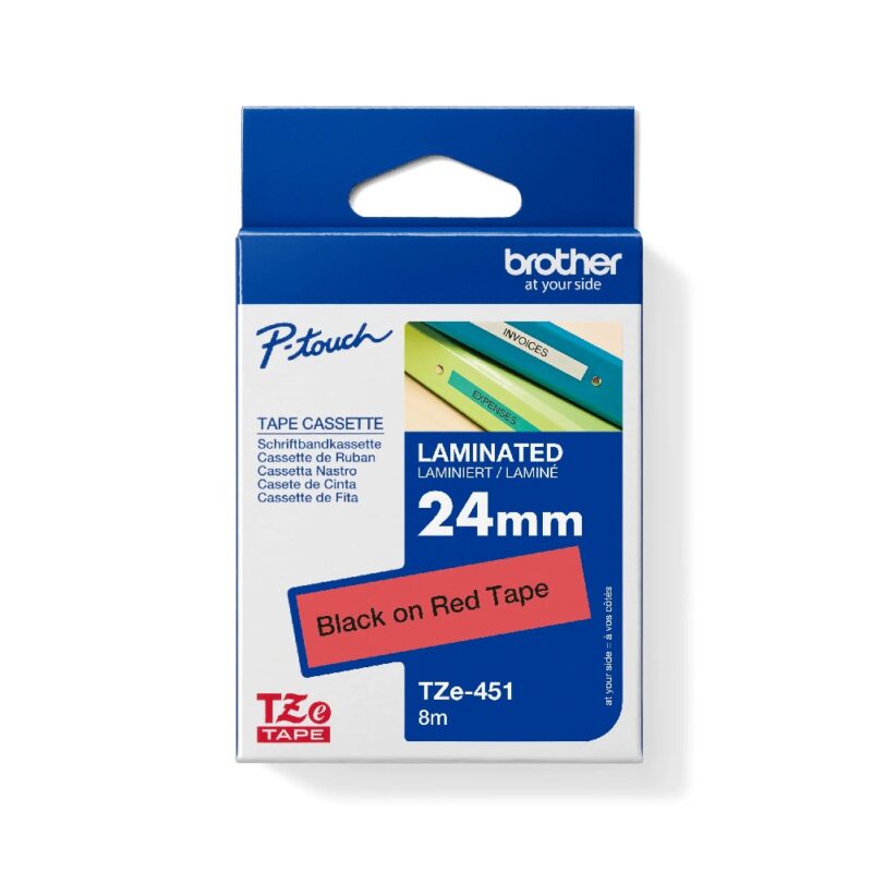 Tze451 Black On Red 24mm Brother