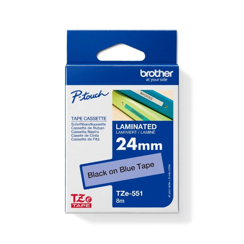 Tze551 Black On Blue 24mm Brother