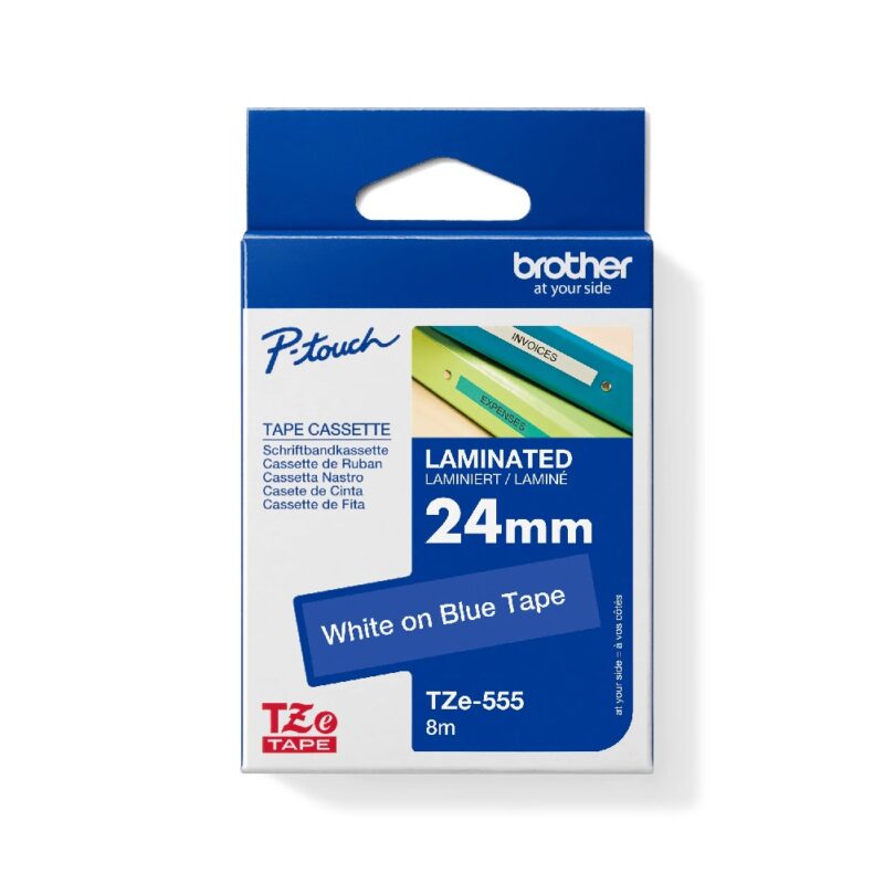 Tze555 White On Blue 24mm Brother