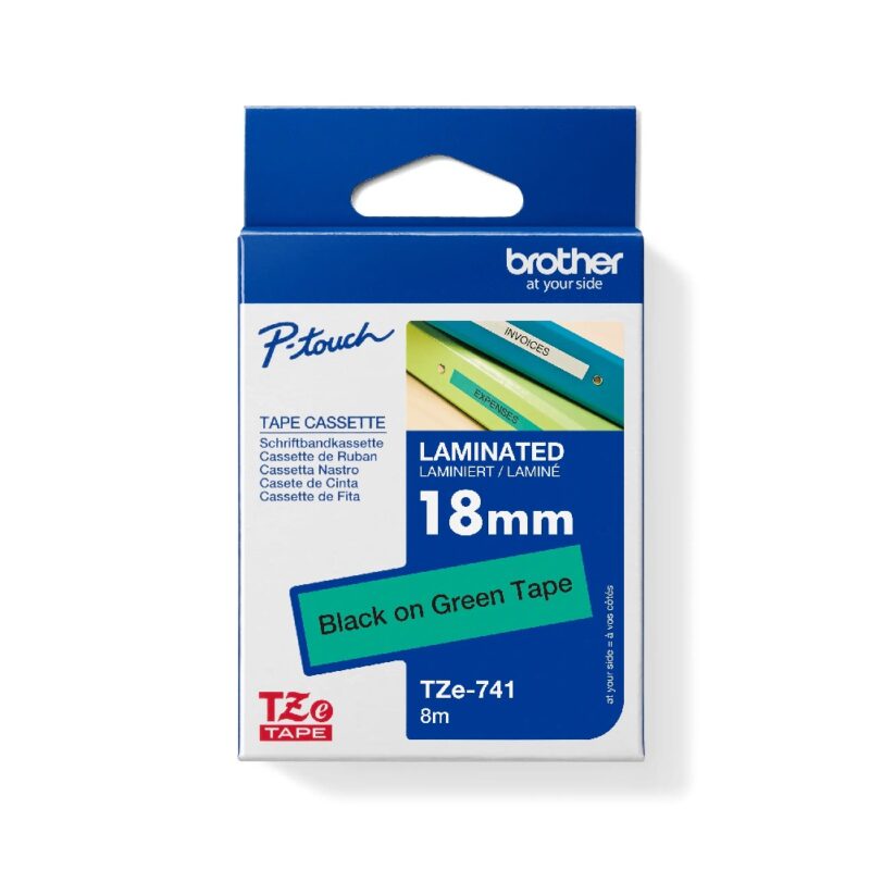 Tze741 Black On Blue 18mm Brother