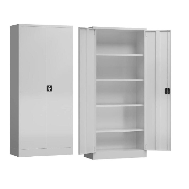 2-Door 4-Shelve  Stationery Cupboard Grey