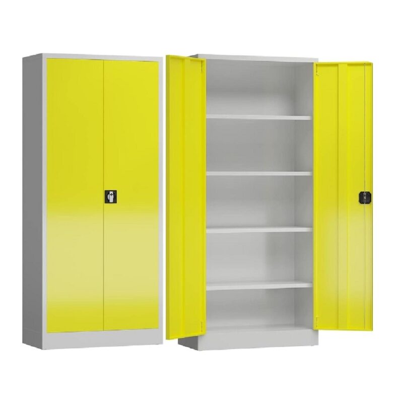 2-Door 4-Shelve Stationery Cupboard Yellow