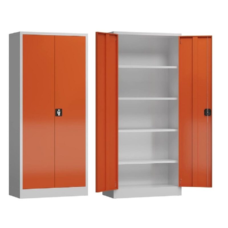 2-Door 4-Shelve Stationery Cupboard Orange