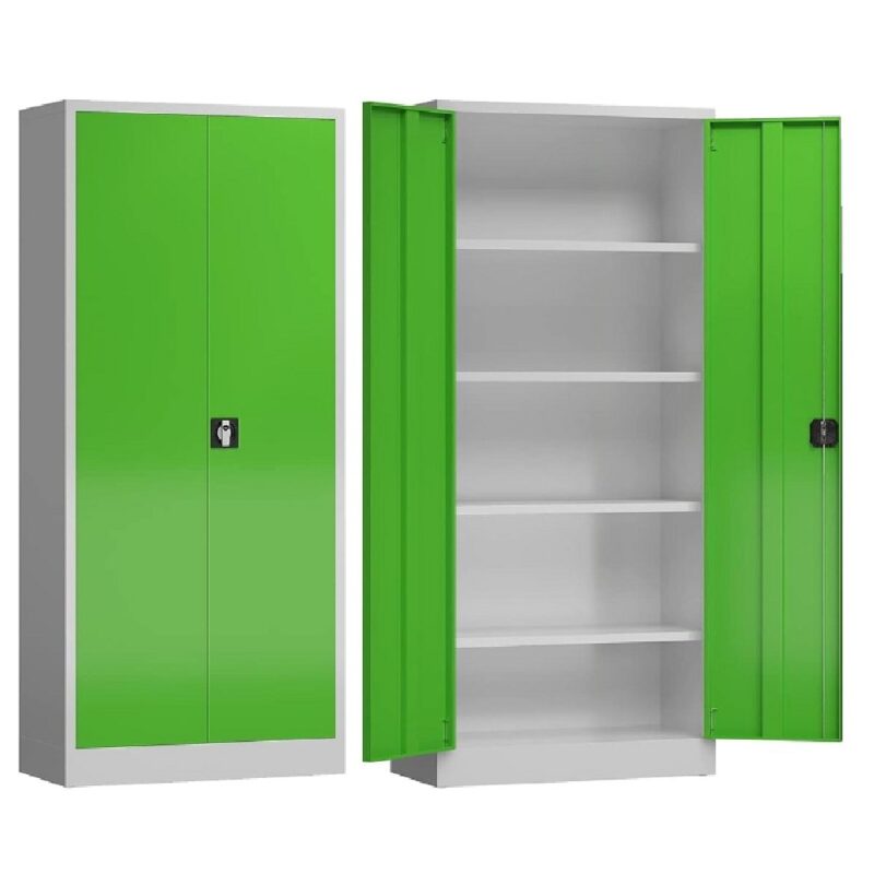 2-Door 4-Shelve Stationery Cupboard Green