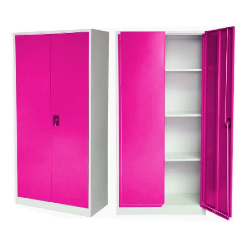 2-Door 4-Shelve Stationery Cupboard Pink
