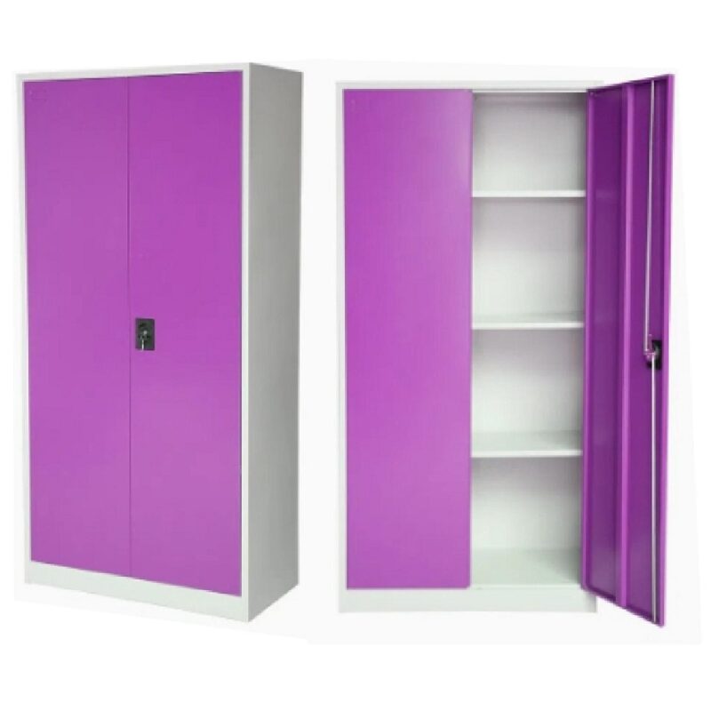 2-Door 4-Shelve Stationery Cupboard Purple