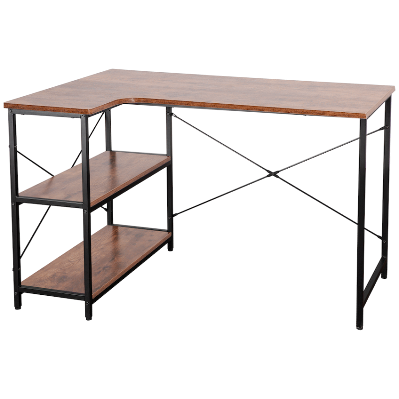 Everfurn Anthony L-Shaped Corner Work Desk – Steel Frame