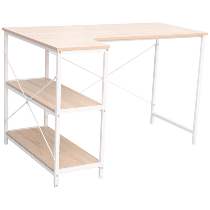 Everfurn Anthony Work Desk – Light Oak and White Frame