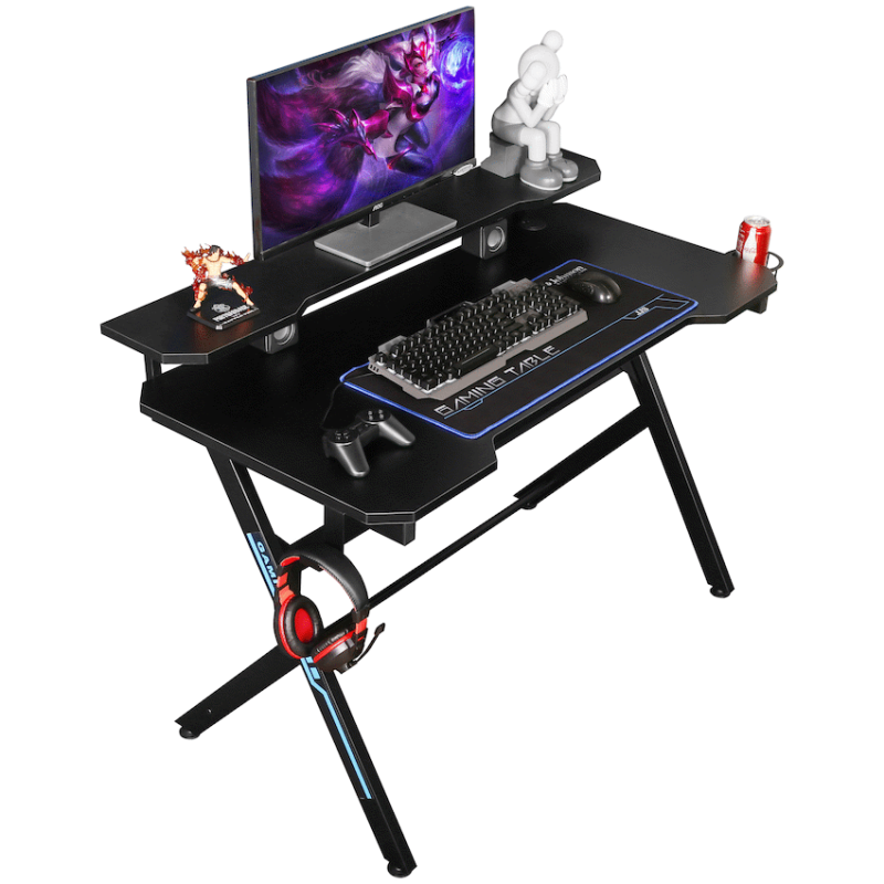 VX Gaming Donahue Gaming Desk – Black with Headphone Hook