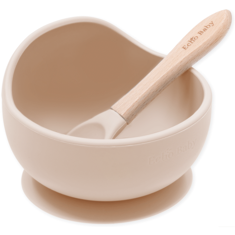 Silicone Suction Bowl and Spoon Set – Ivory
