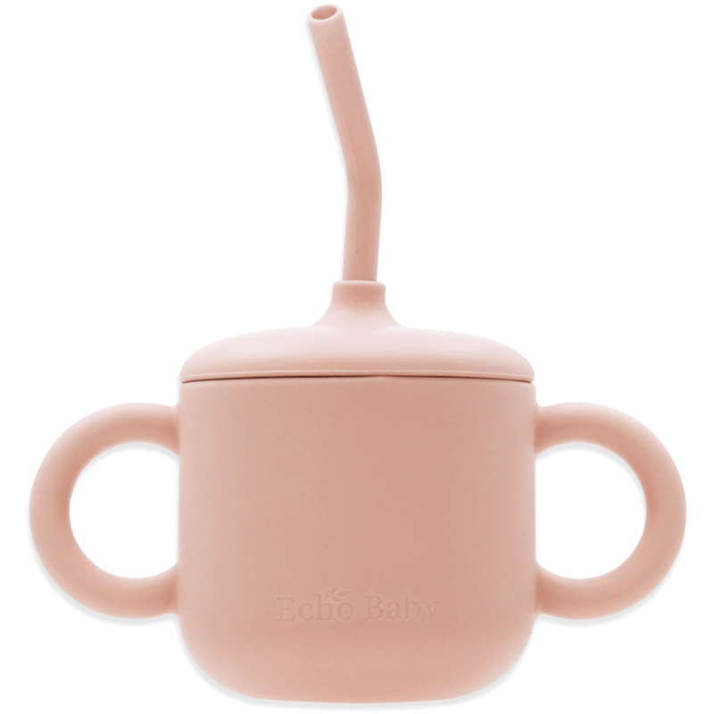 Silicone Training Cup with Straw – Rose