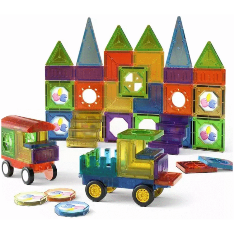 73 Magnetic Tiles, Windows, Stickers and Snowmen