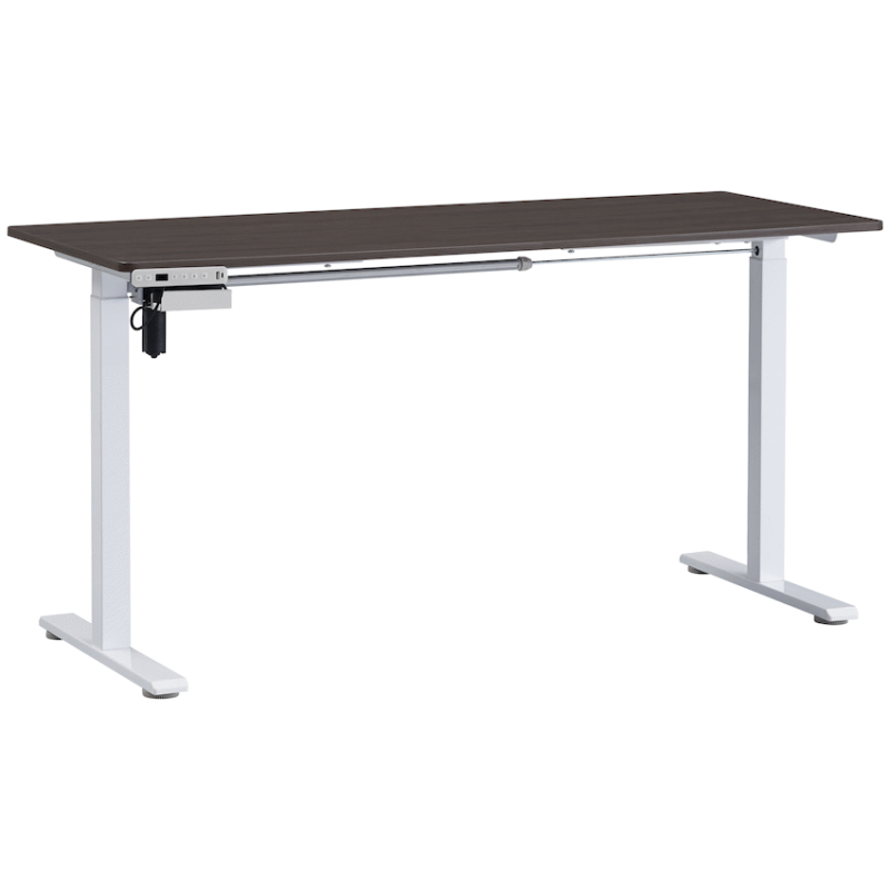 Premium Apex 1.4 Electric Height Adjustable Desk – White Frame – Chestnut Desktop