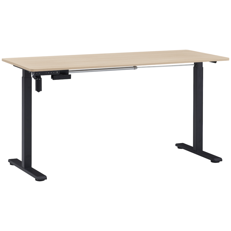 Premium Apex 1.4 Electric Height Adjustable Desk – Black Frame – Light Oak Desktop