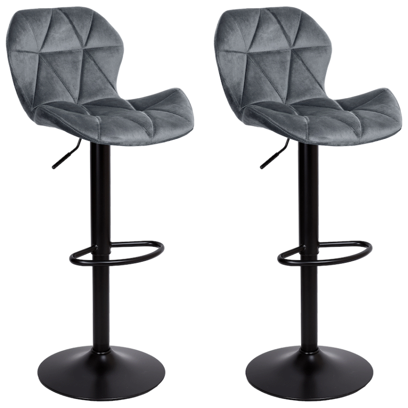 Everfurn Tira Barstool – Grey Velvet (2 Pack)