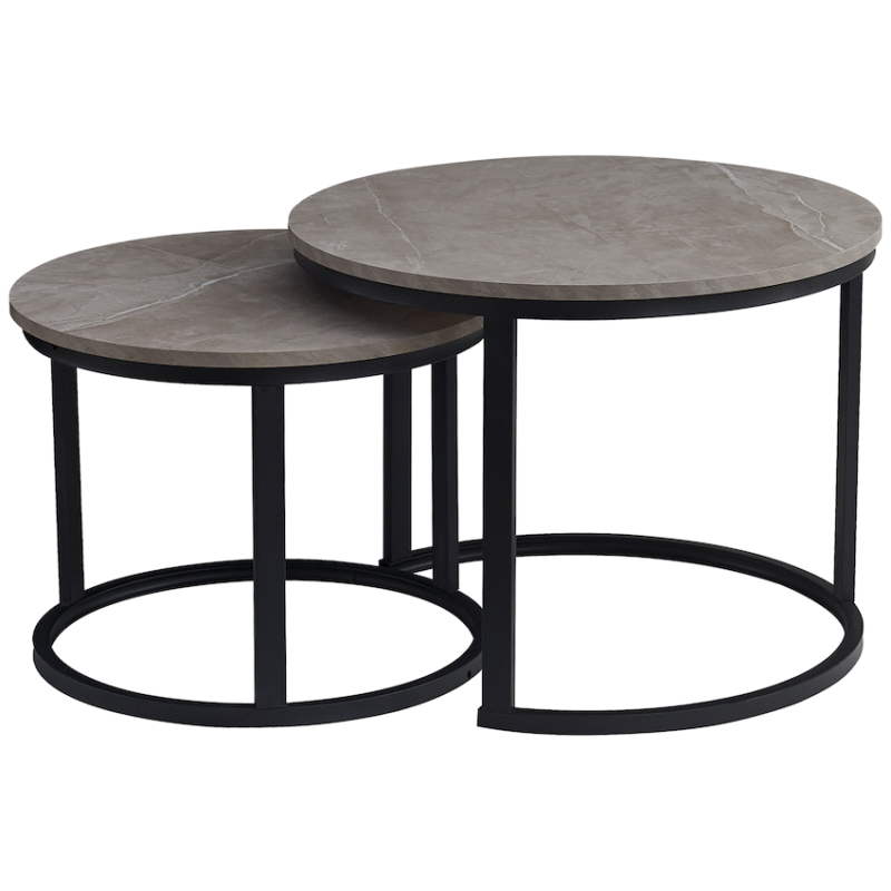 Indus 2 Piece Medium Nesting Coffee Table Set – Ash Grey