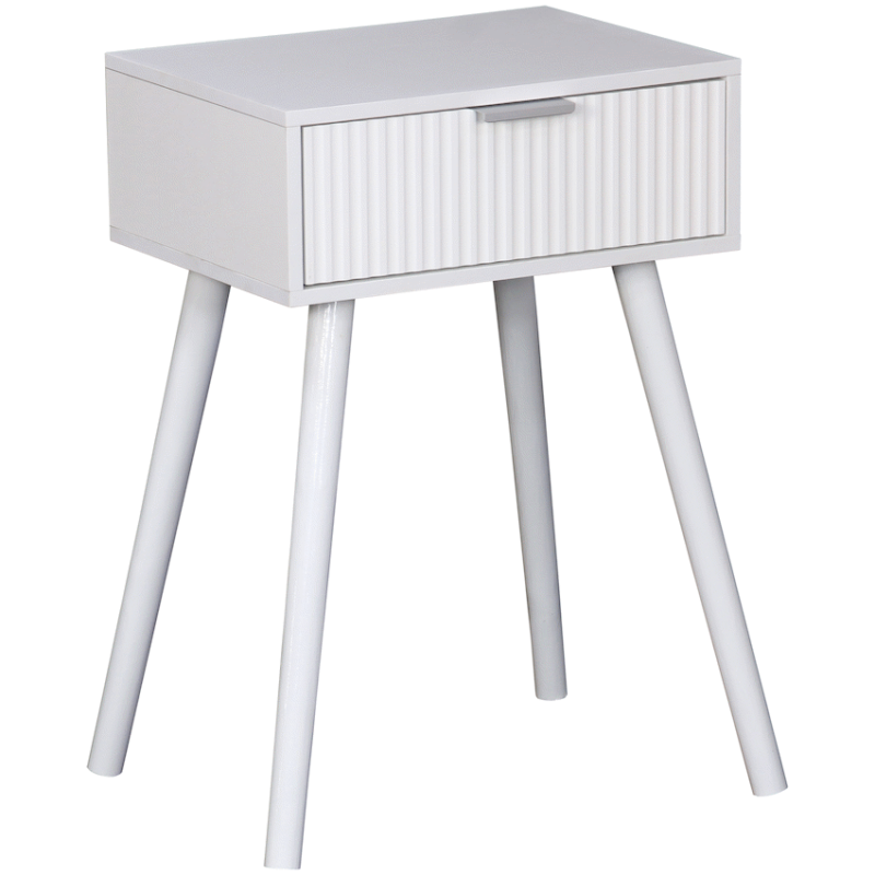 Polo Side Table With Drawer – White