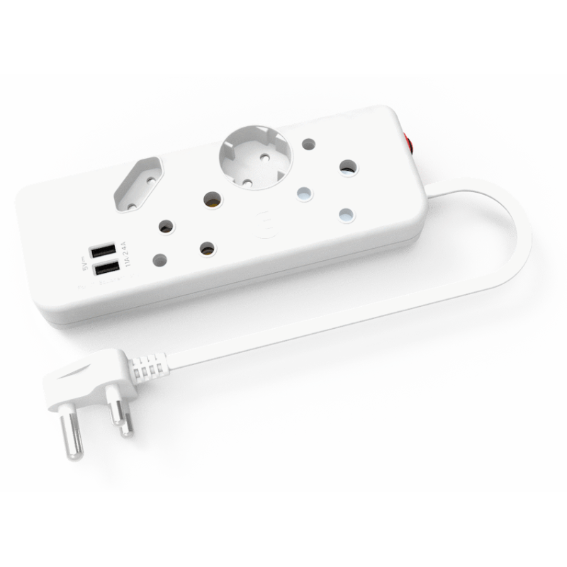 Ellies 4-Way Multiplug – 2 x USB 2.4a – 0.4m