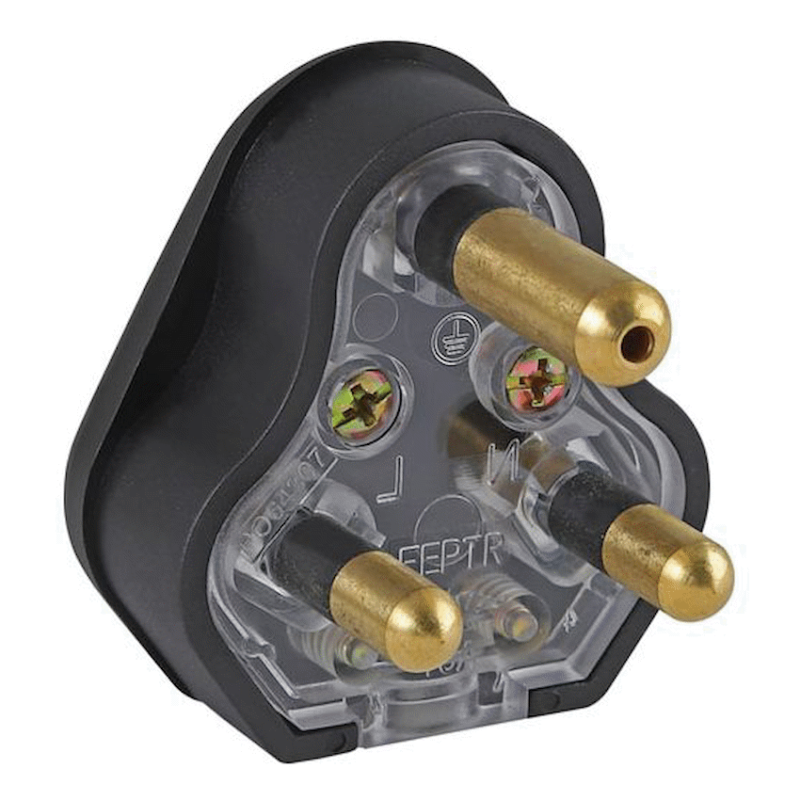 Ellies 16a Heavy-Duty Rubber Screw-on Plug Top – Black